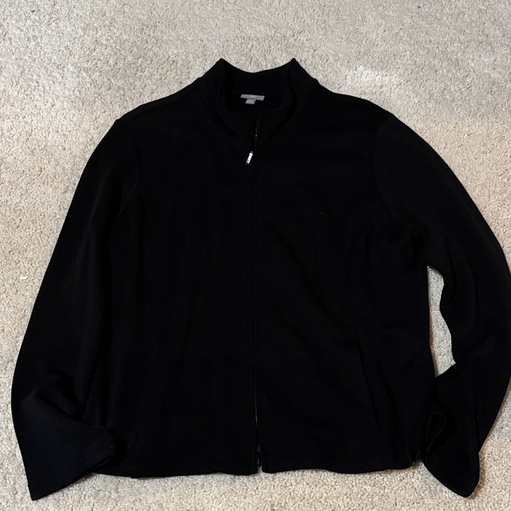 J. Jill Classic Black Zip-Up Jacket